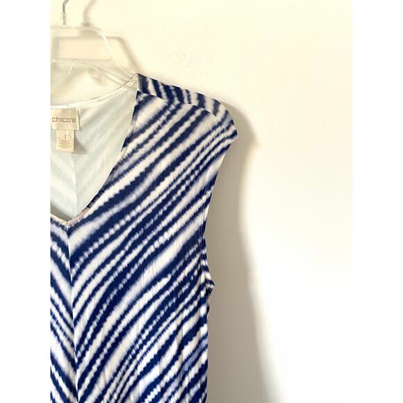 Chico's Striped Slit Maxi Dress Blue White Size 1 US 8 Medium - Picture 3 of 6
